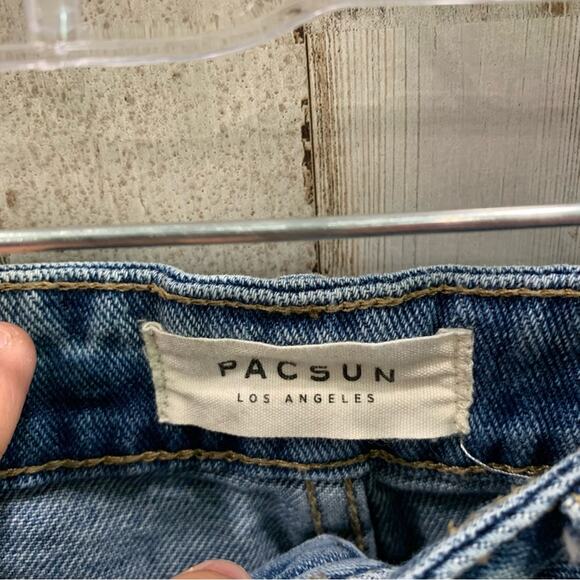 PacSun Mom Jean Distressed Busted Knee Button Fly - Picture 3 of 5